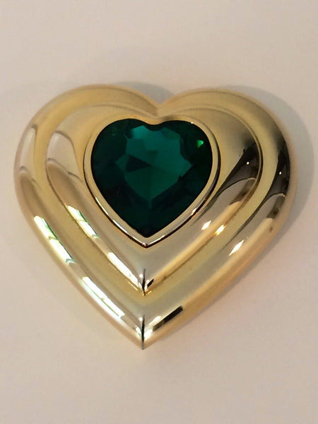 YSL / Yves Saint Laurent Heart Shaped Gold & Sapphire Crystal