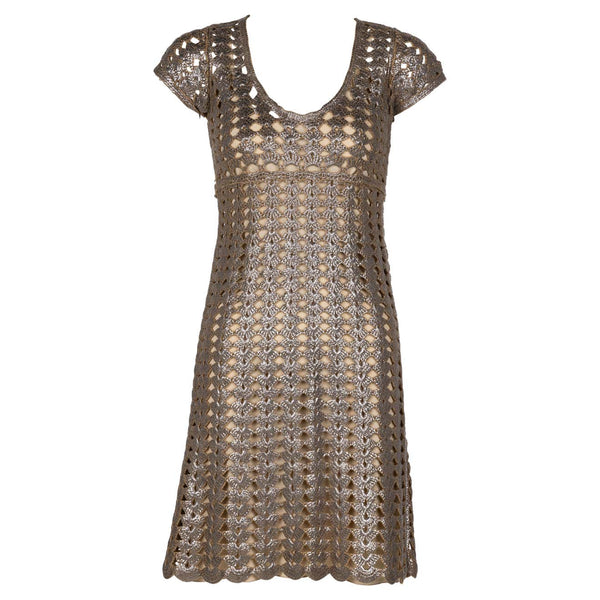 Prada Bronze Metallic Crochet Dress, 2000s