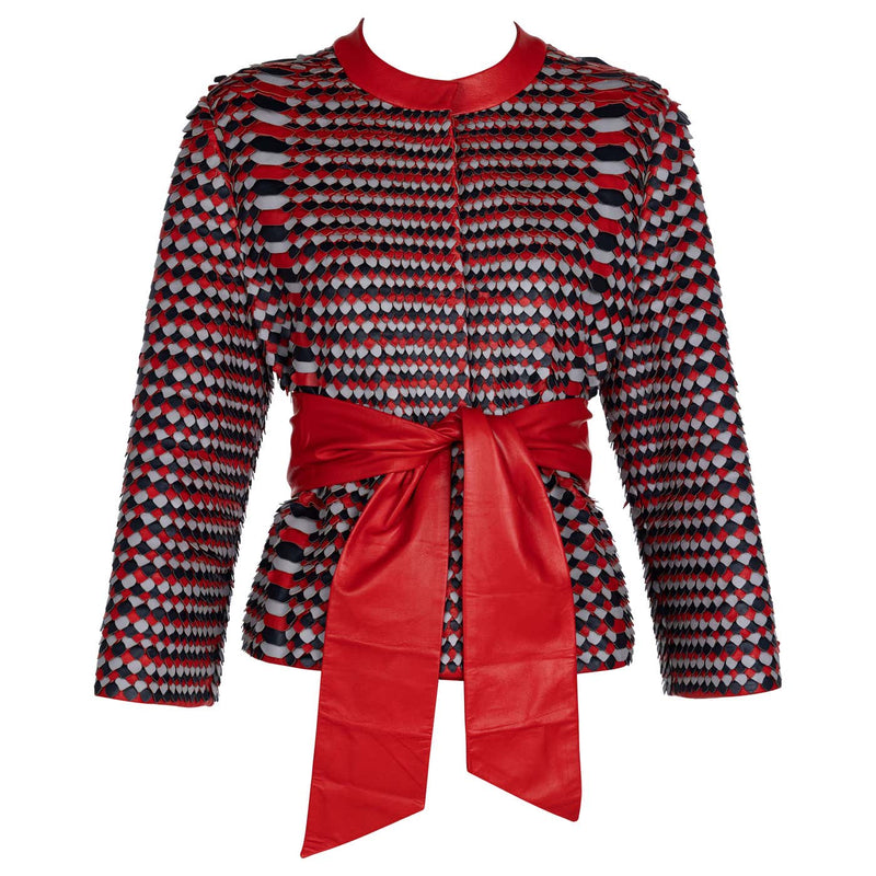 Giorgio Armani Red Leather Jacket & Belt