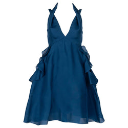 Yves Saint Laurent Blue Silk Organza Spring 2012 Runway Dress