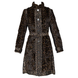 Lanvin Alber Elbaz F/W 2013 Leopard Fur & Taffeta Belted Trench Coat