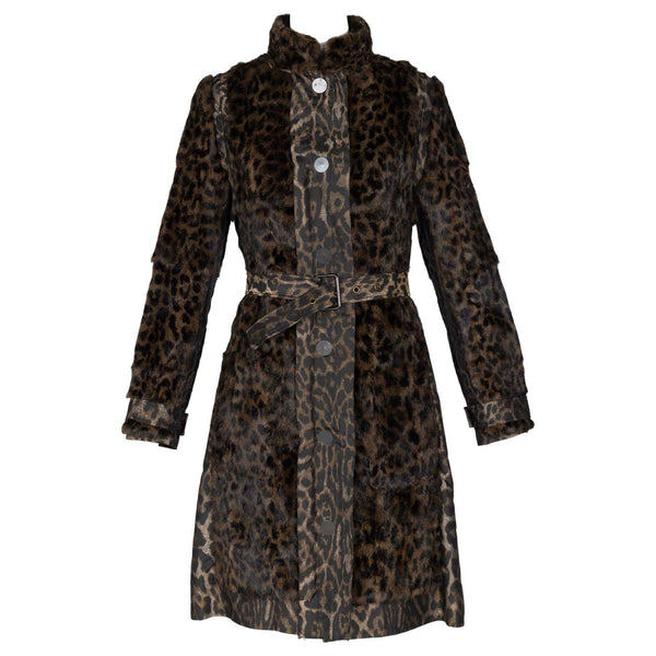 Lanvin Alber Elbaz F/W 2013 Leopard Fur & Taffeta Belted Trench Coat