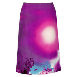 PRADA FALL 2004 PURPLE PINK OMBRE SCENIC PRINT SILK SKIRT