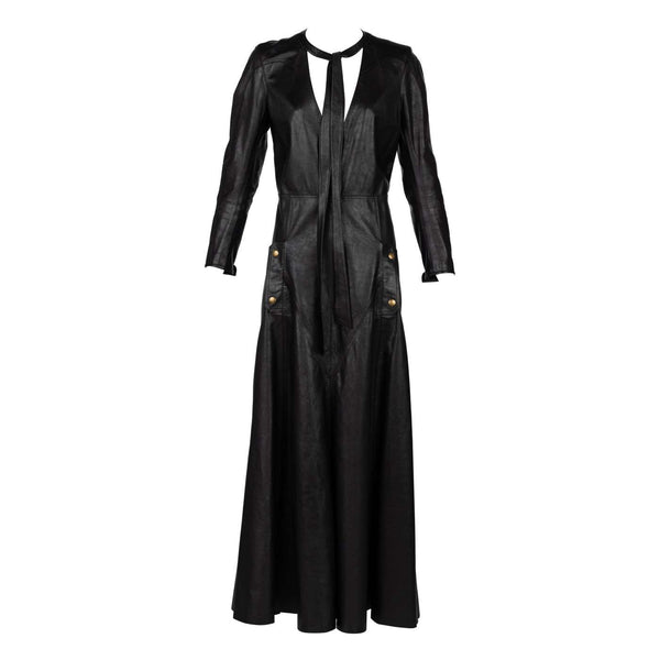 Chloe Fall 2016 Black Leather Maxi Dress Runway Look #42
