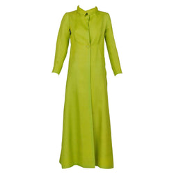 Givenchy Haute Couture 1971 Chartreuse Green Silk Evening Coat