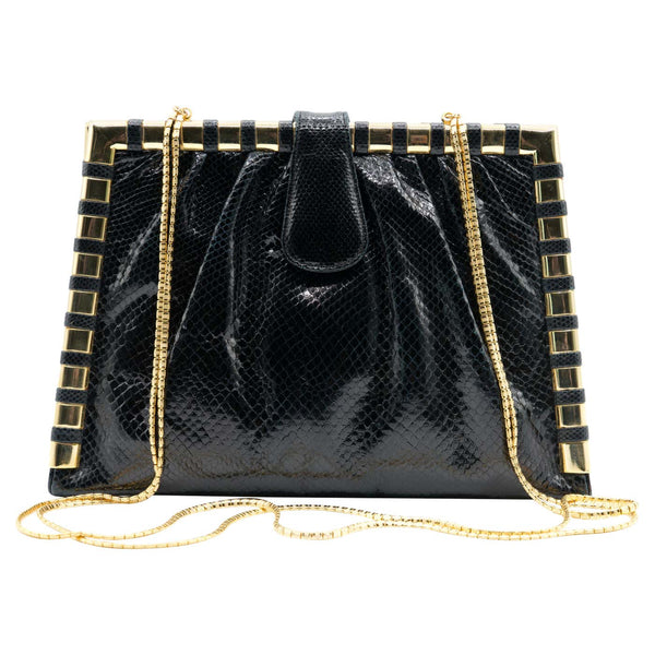 Vintage Judith Black Karung Gold Chain Bag