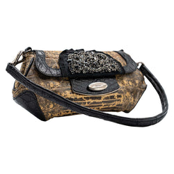 Prada F/W 2004 Lizard & Crocodile Crystal Embellished Skipper Shoulder Bag