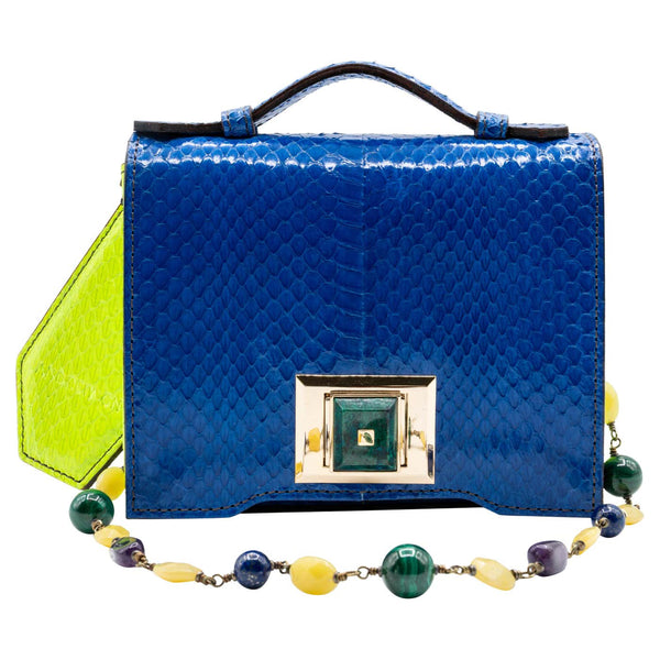 Andrew GN F/W 2015 Blue Snakeskin Semi-precious Stones Bag