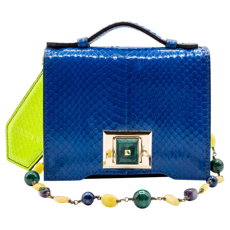 Andrew GN F/W 2015 Blue Snakeskin Semi-precious Stones Bag