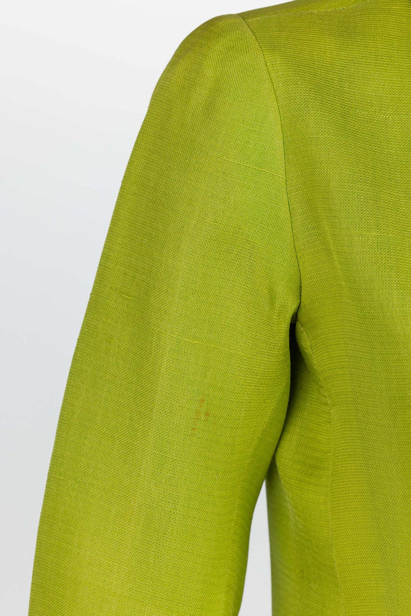 Givenchy Haute Couture 1971 Chartreuse Green Silk Evening Coat