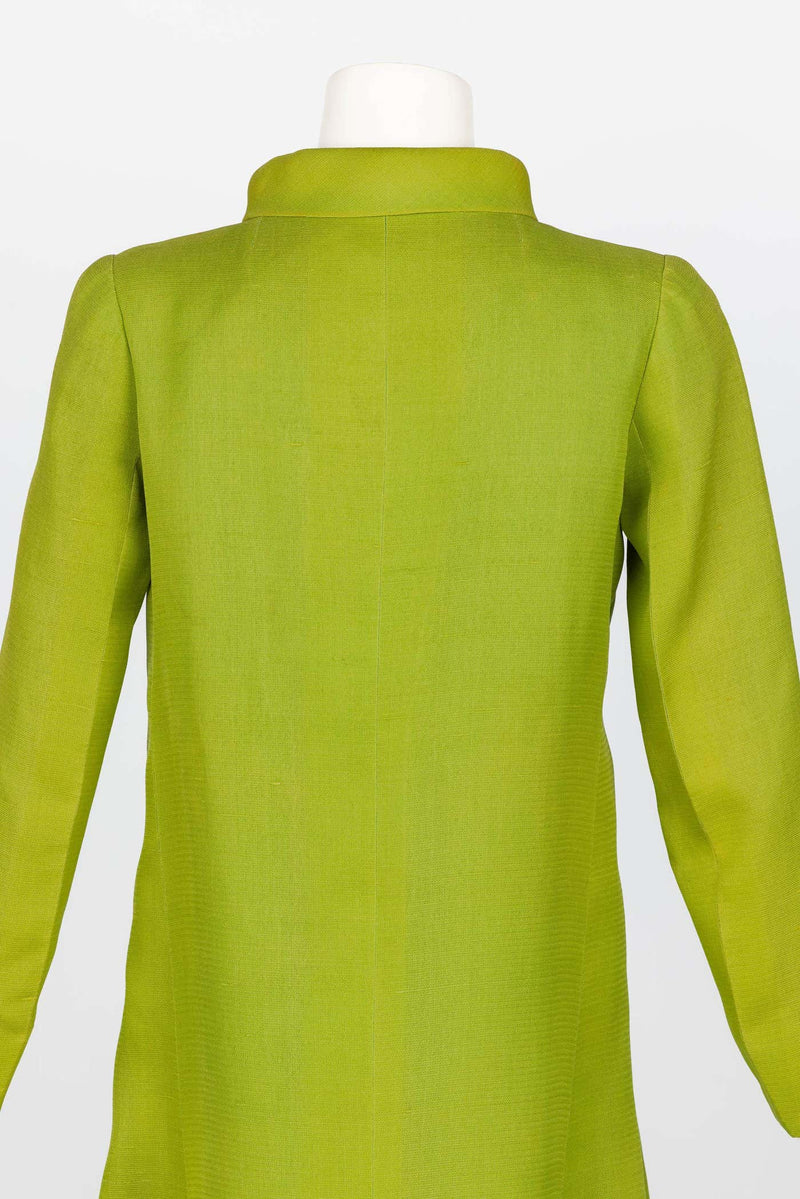 Givenchy Haute Couture 1971 Chartreuse Green Silk Evening Coat