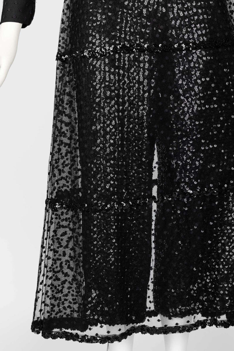 1960s Oscar De La Renta Black Sequin Jumpsuit