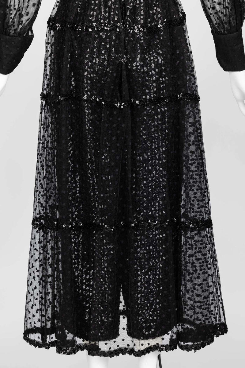 1960s Oscar De La Renta Black Sequin Jumpsuit