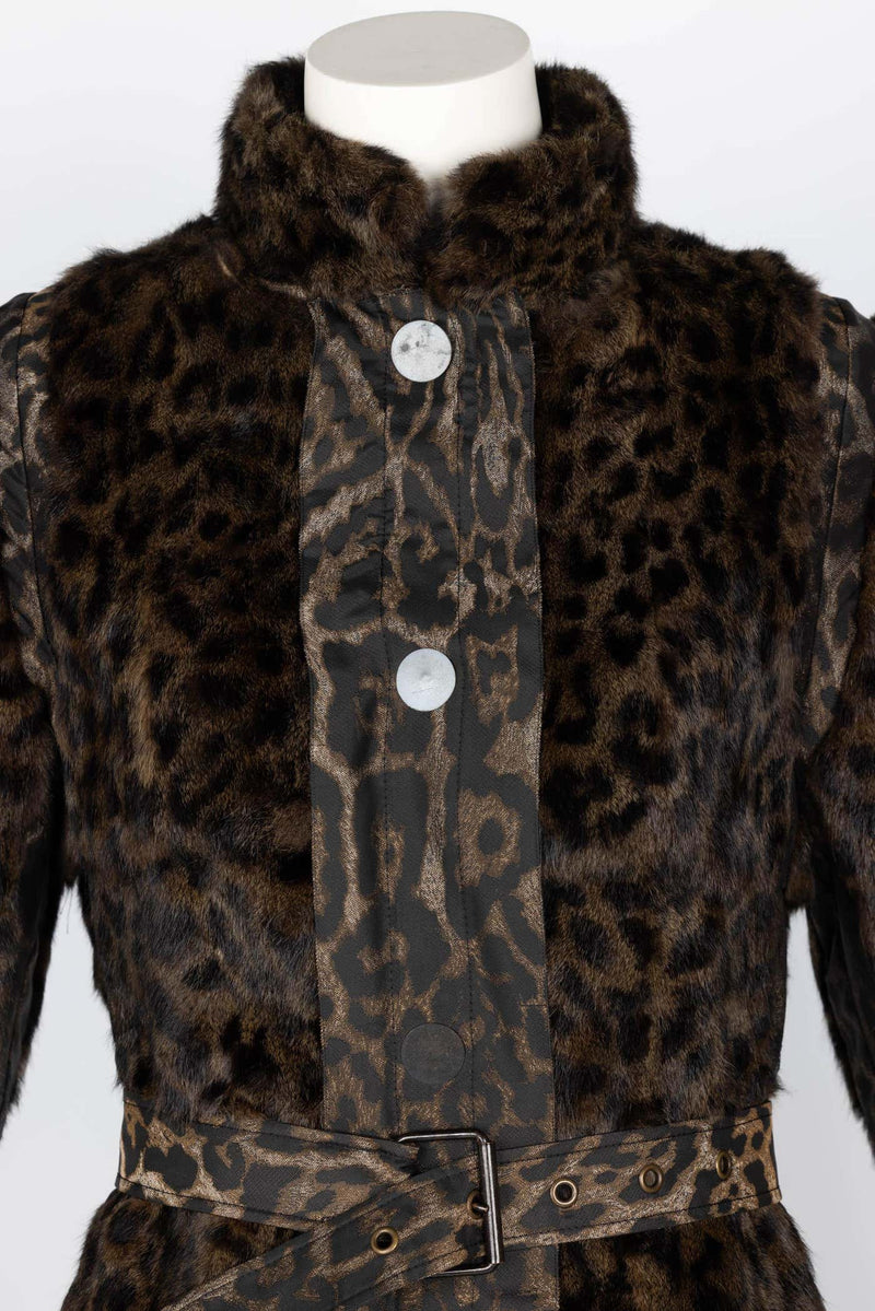 Lanvin Alber Elbaz F/W 2013 Leopard Fur & Taffeta Belted Trench Coat