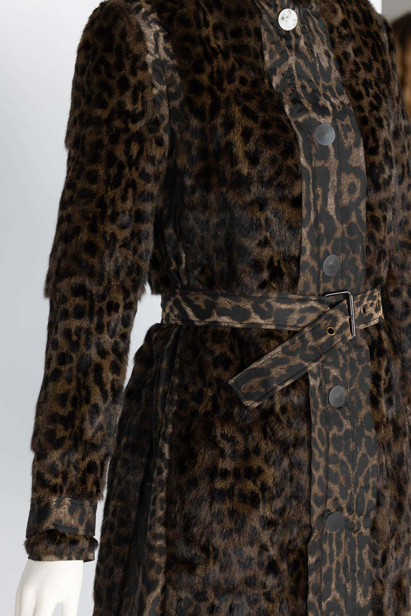 Lanvin Alber Elbaz F/W 2013 Leopard Fur & Taffeta Belted Trench Coat