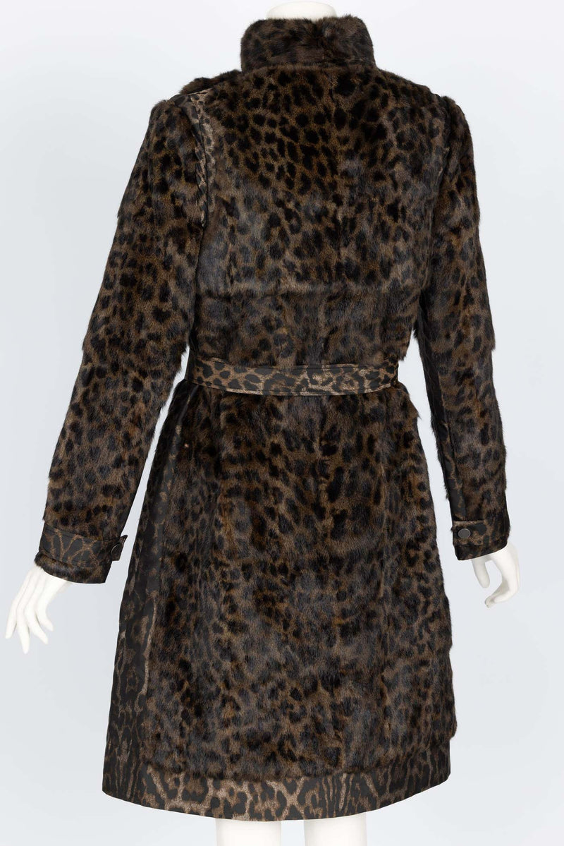 Lanvin Alber Elbaz F/W 2013 Leopard Fur & Taffeta Belted Trench Coat