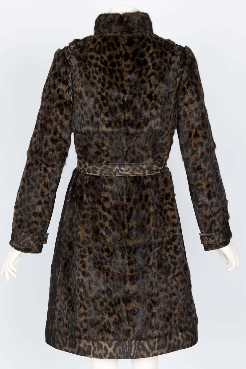 Lanvin Alber Elbaz F/W 2013 Leopard Fur & Taffeta Belted Trench Coat