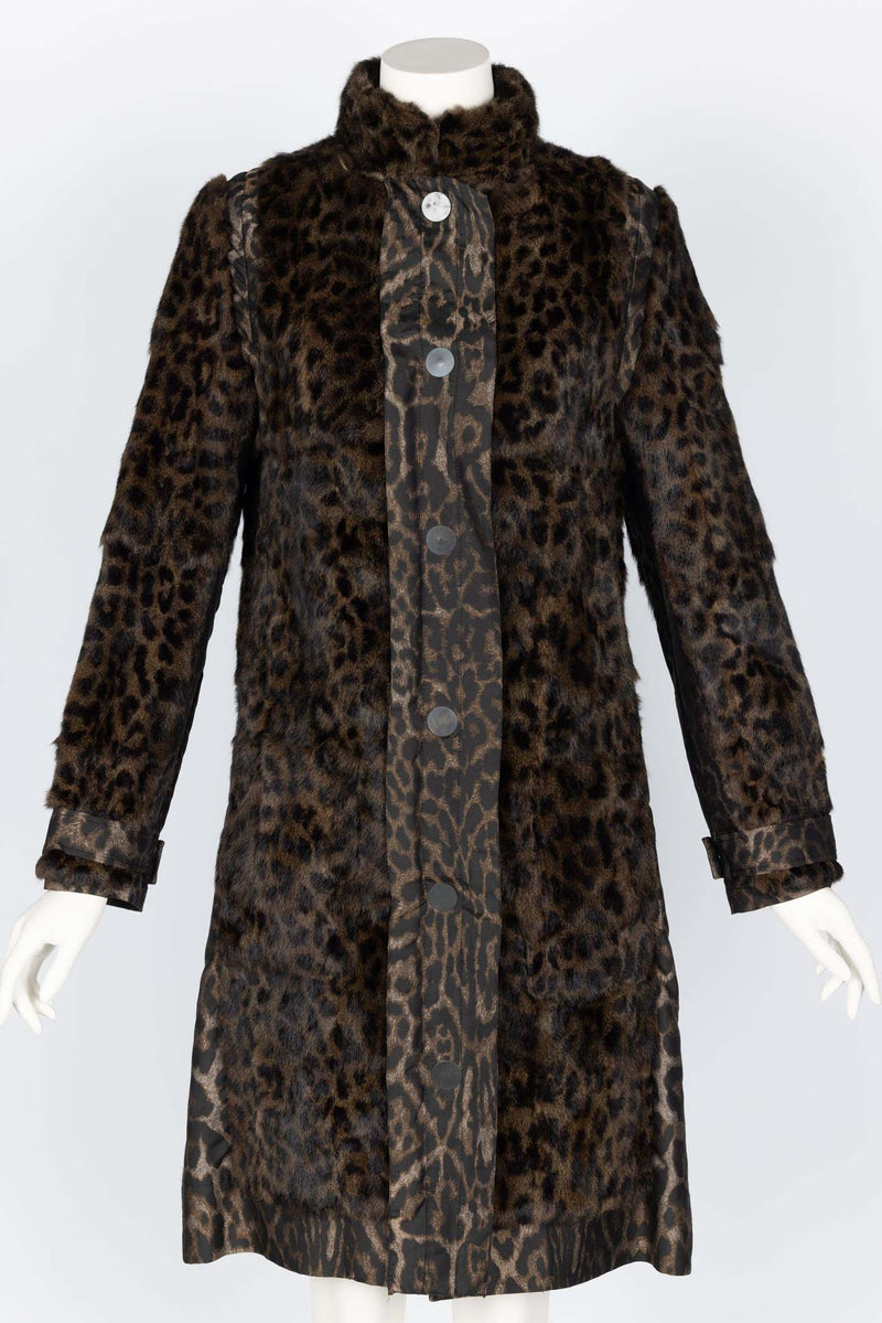 Lanvin Alber Elbaz F/W 2013 Leopard Fur & Taffeta Belted Trench Coat