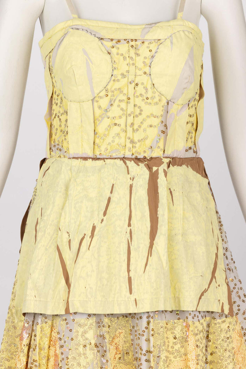 MARNI SPRING 2019 RUNWAY YELLOW SEQUINS SLEEVELESS DRESS