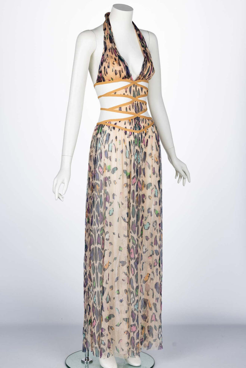 Missoni Runway Spring 2004 Leopard Cutout Open Back Maxi Dress