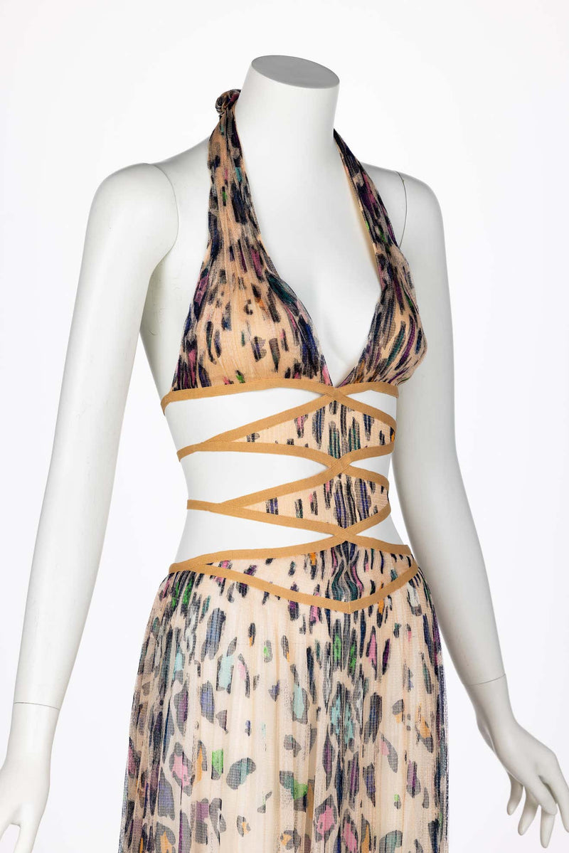 Missoni Runway Spring 2004 Leopard Cutout Open Back Maxi Dress