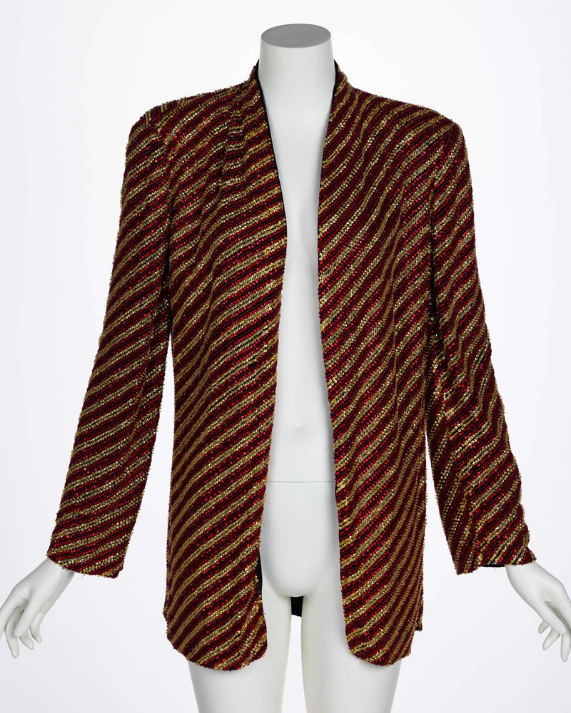 Giorgio Armani Gold and Red Beaded Jacket