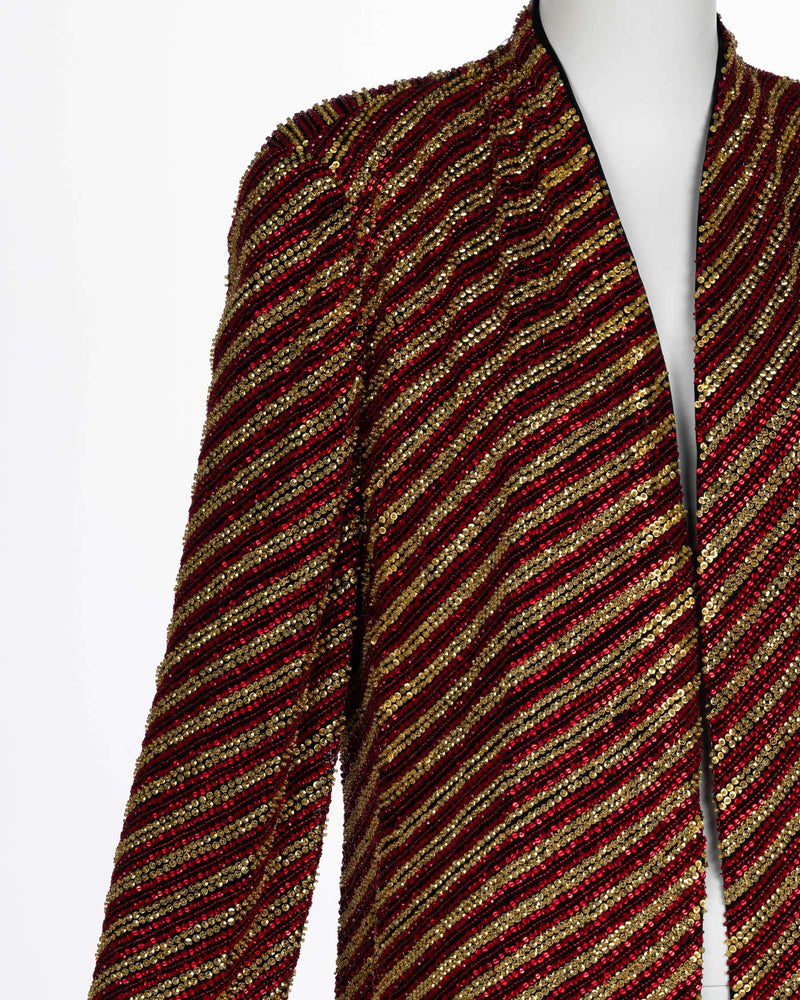 Giorgio Armani Gold and Red Beaded Jacket