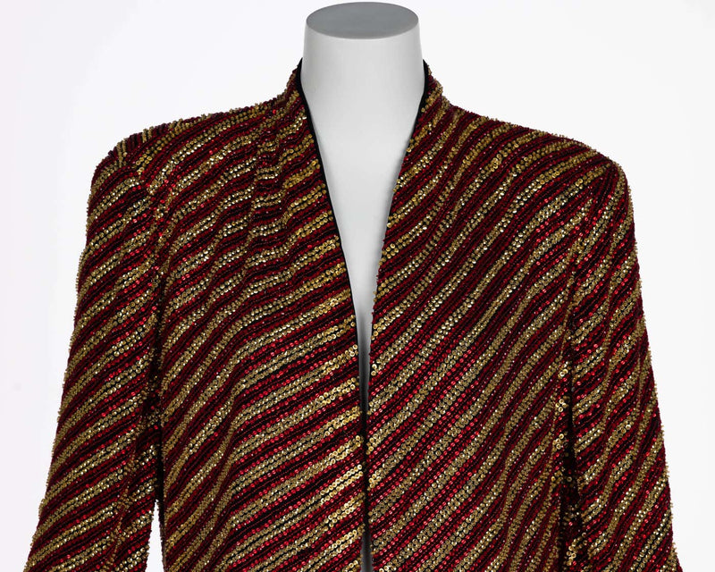 Giorgio Armani Gold and Red Beaded Jacket