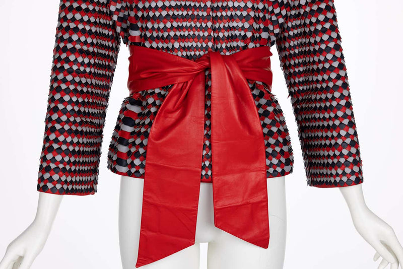 Giorgio Armani Red Leather Jacket & Belt