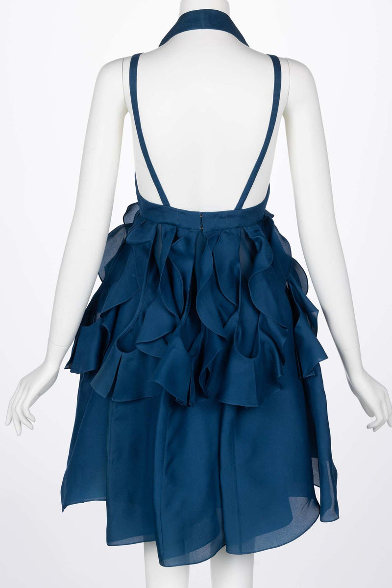 Yves Saint Laurent Blue Silk Organza Spring 2012 Runway Dress