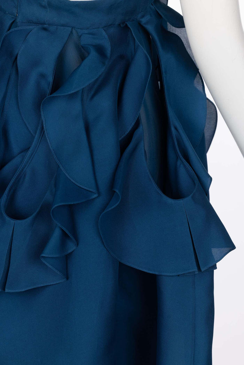 Yves Saint Laurent Blue Silk Organza Spring 2012 Runway Dress