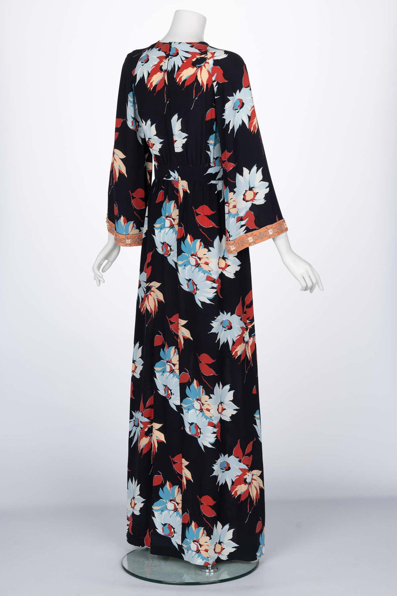 Etro Floral Beaded Trim Maxi Dress