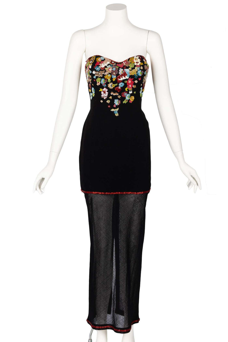 Karl Lagerfeld F/W 1992 Runway Beaded Strapless Sequin Dress