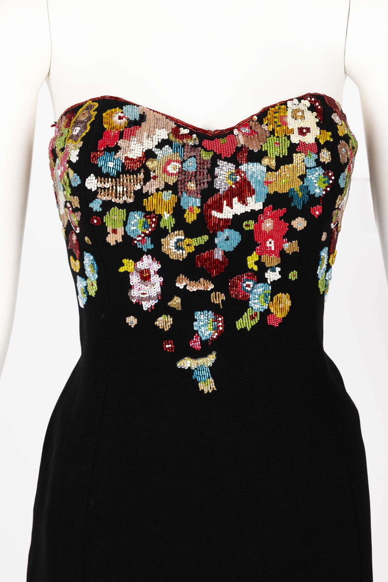 Karl Lagerfeld F/W 1992 Runway Beaded Strapless Sequin Dress