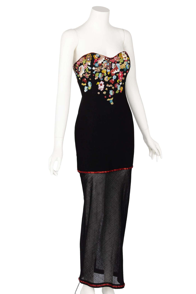 Karl Lagerfeld F/W 1992 Runway Beaded Strapless Sequin Dress