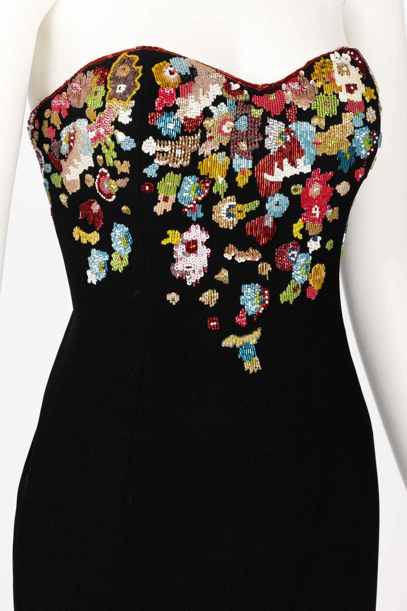 Karl Lagerfeld F/W 1992 Runway Beaded Strapless Sequin Dress