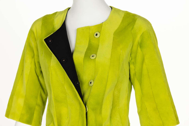 J. Mendel Chartreuse Green Fur & Leather Coat