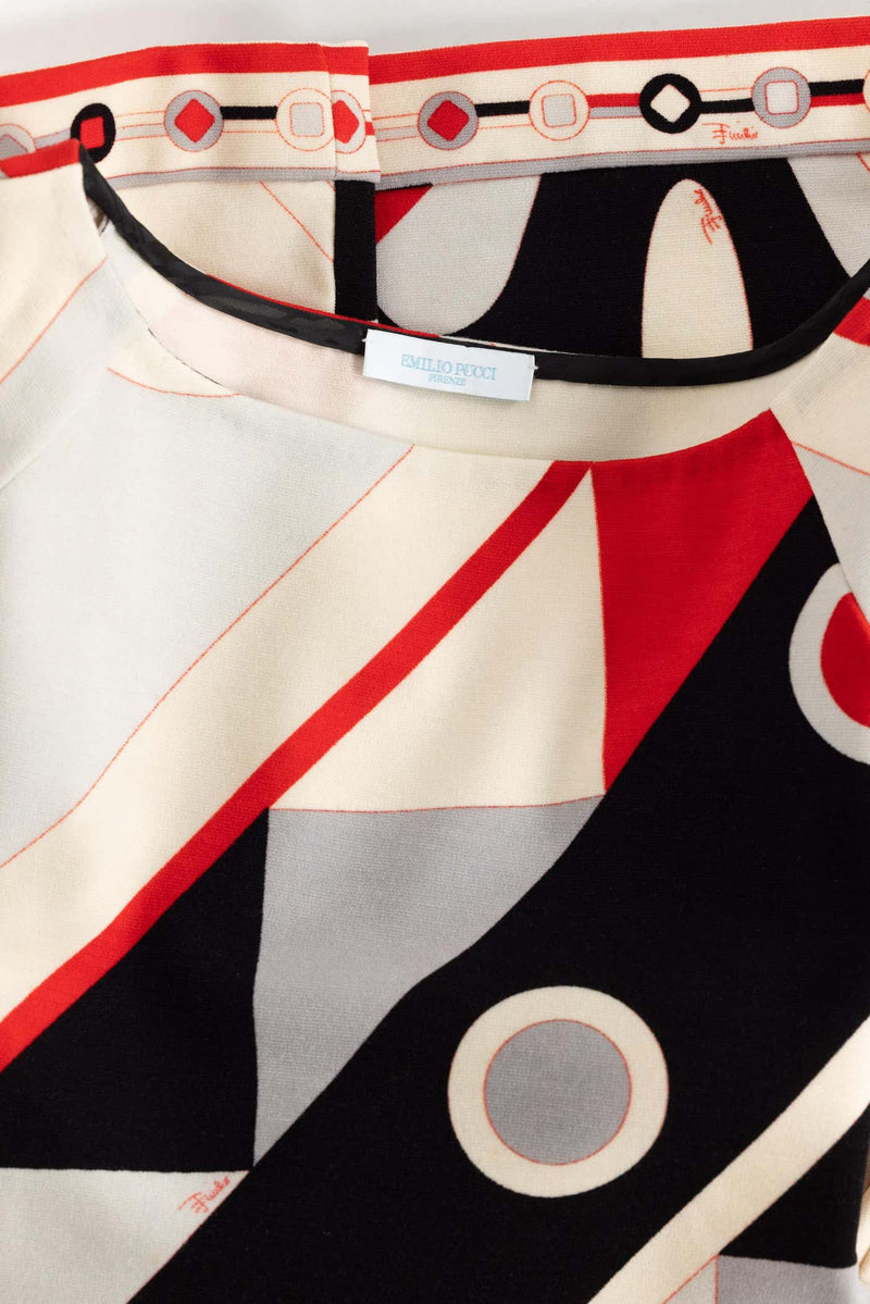 Vintage Pucci Wool Geometric Print Mini Dress