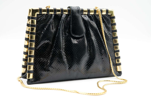 Vintage Judith Black Karung Gold Chain Bag