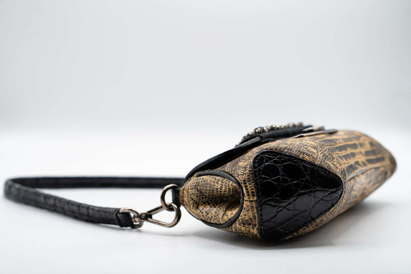 Prada F/W 2004 Lizard & Crocodile Crystal Embellished Skipper Shoulder Bag