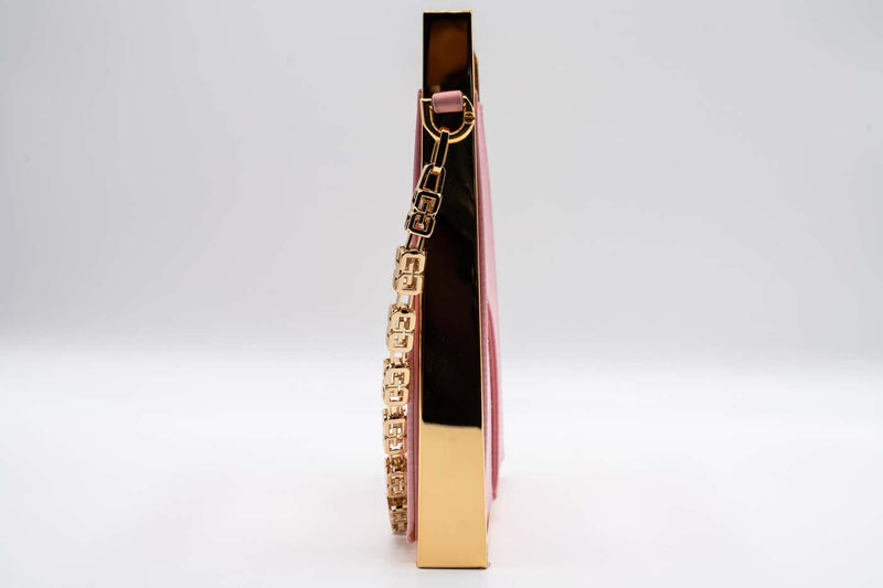 Givenchy Pink Satin Gold Frame Chain Micro Cut Out Bag