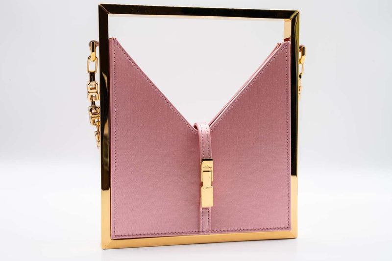 Givenchy Pink Satin Gold Frame Chain Micro Cut Out Bag