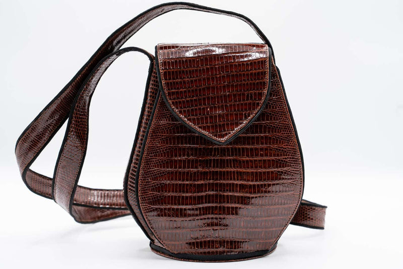 Susan Bennis Warren Edwards Brown Leather Teardrop Bag