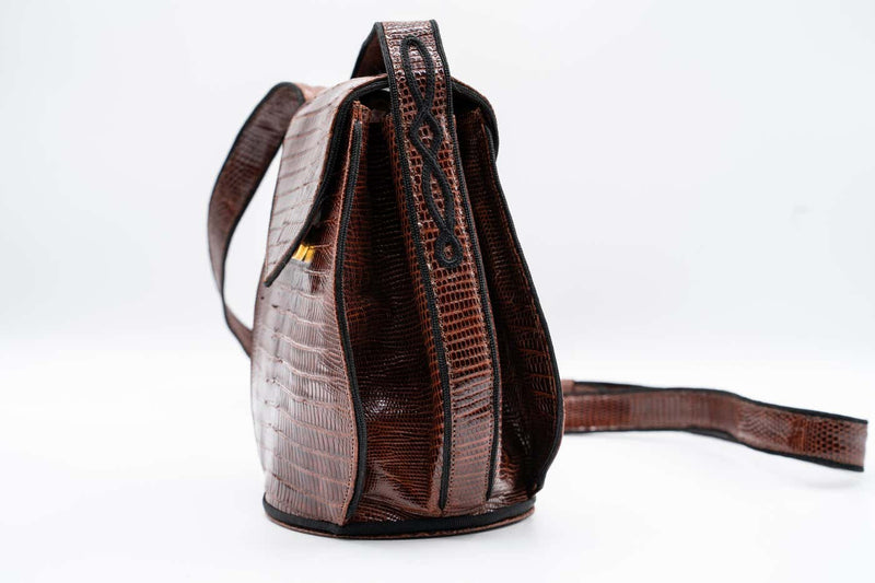 Susan Bennis Warren Edwards Brown Leather Teardrop Bag