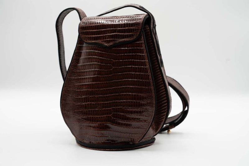 Susan Bennis Warren Edwards Brown Leather Teardrop Bag