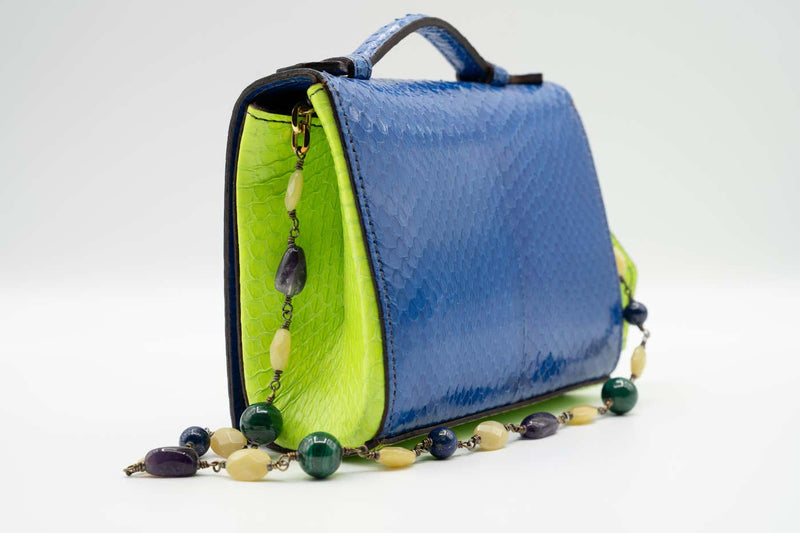 Andrew GN F/W 2015 Blue Snakeskin Semi-precious Stones Bag