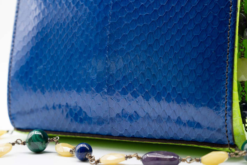 Andrew GN F/W 2015 Blue Snakeskin Semi-precious Stones Bag