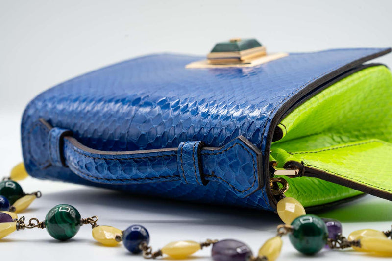 Andrew GN F/W 2015 Blue Snakeskin Semi-precious Stones Bag