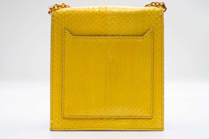 Andrew Gn Yellow Snakeskin Pocket Tigers Eye Pocket Bag