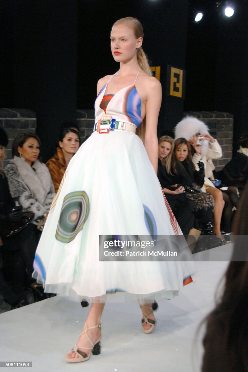 Fendi Karl Lagerfeld Silk Print Dress S/S 2008 Runway